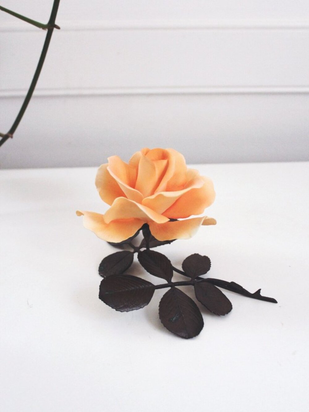 Vintage Royal Worcester Roses of Honour Bronze Porcelain Peach Rose Flower